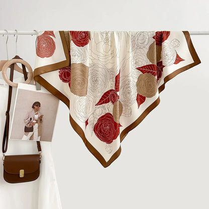 High-profile High-grade Korean Color Matching Floral Printed Scarf